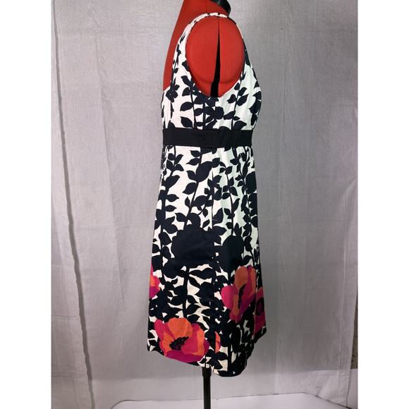Nine West Sleeveless Floral Dress Size 10 White Black Party Cocktail C717 - Picture 7 of 11